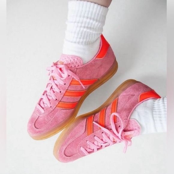 adidas Shoes - adidas Womens Gazelle Indoor Vintage Retro Sneaker Suede Beam Pink/Solar Red/Gum